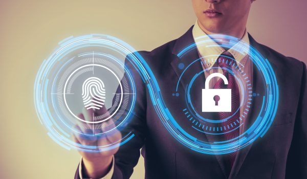 fingerprint authentication. biometric authentication concept. mixed media.